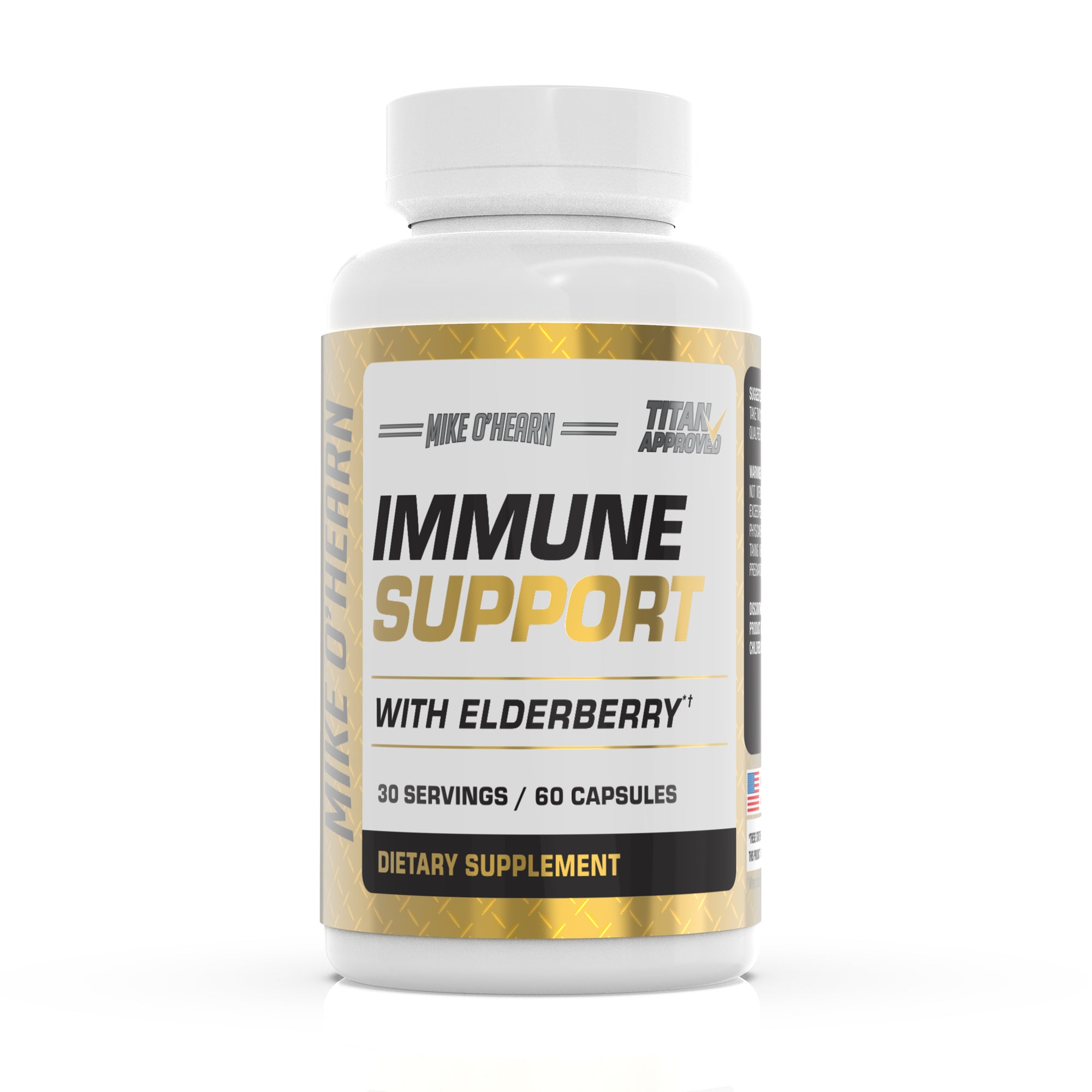 Capsule Bottle Immune Support with Elderberry 30 Servings / 60 capsules Mike O'Hern Titan Approved 
