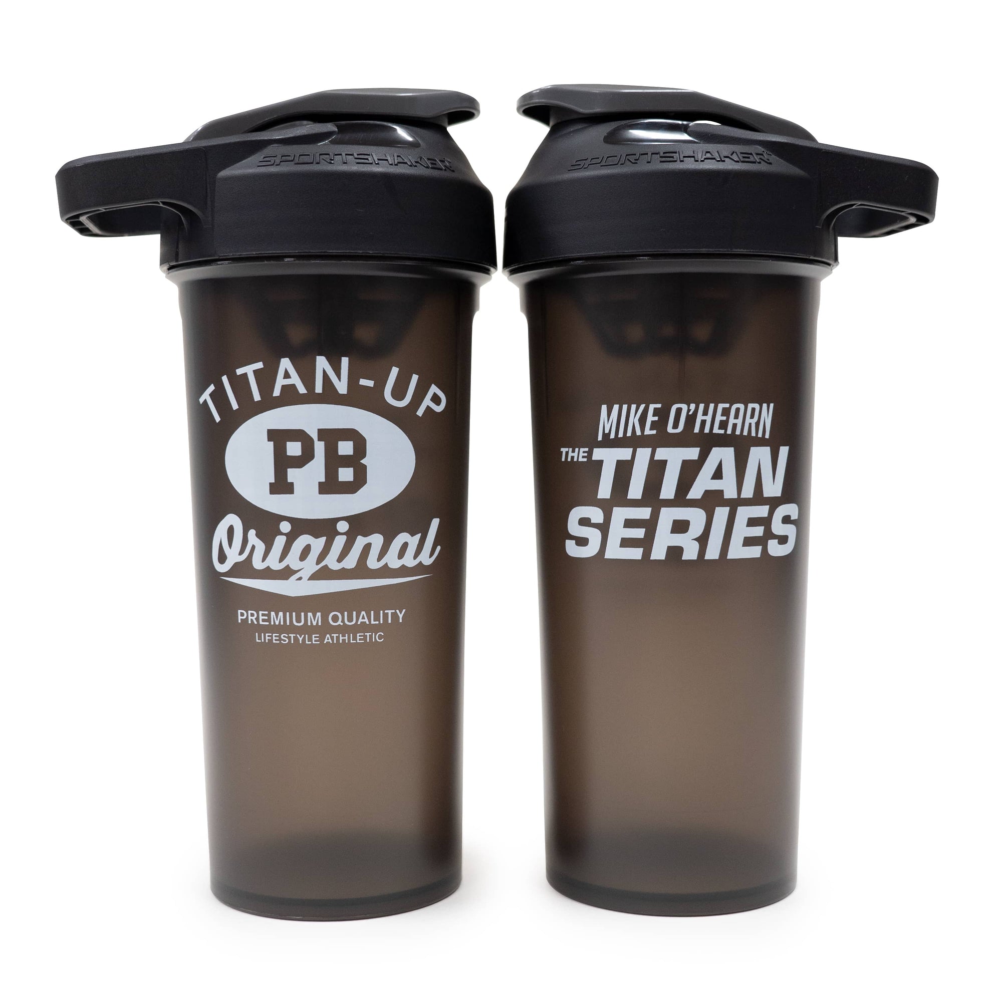 front and back image of Mike O'Hearn Titan Series Shaker .  Smoke Color